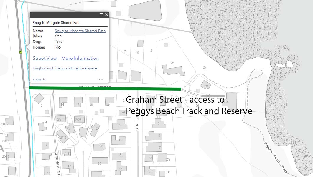 Peggys Beach Reserve and track access map